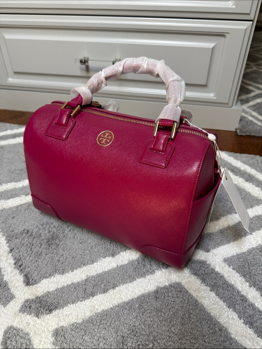 Tory Burch Fuchsia Saffiano Leather Satchel